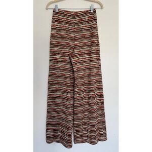 Free People Montery Beach Knit Pull On Pants XS Coral Retro Wide Leg Hippie Boho